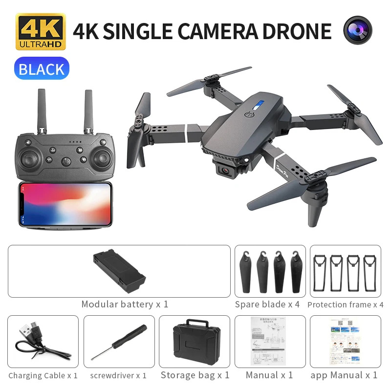 Drone Camera 4K - طائرة بدون طيار E88 ProIntelligent قابلة